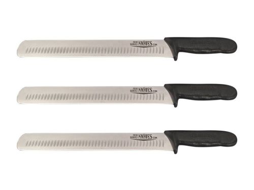 Set of 3 - 14” Slicers Granton Edge Prime Rib Roast Beef-Food Service Knives New