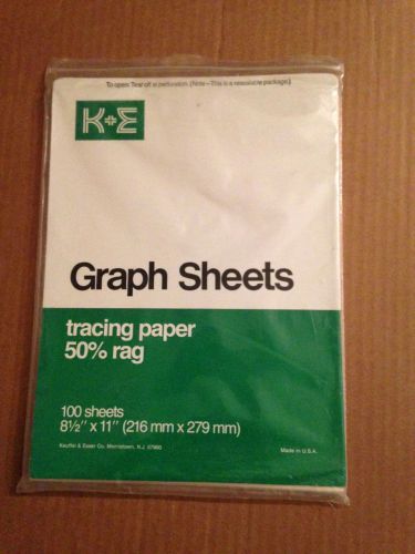 Keuffel &amp; Esser~Graph Sheets Tracing Paper~50% RAG-100 Sheets 8.5&#034; x 11&#034;