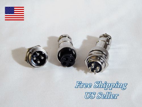 2 NEW LOT OF GX16/4 METAL AVIATION INSTRUMENT 4 PIN CABLE WIRE CONNECTOR