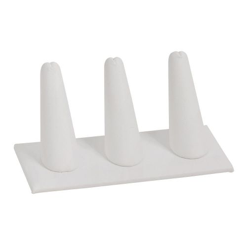 3 fingers ring display white leatherette ring display showcase display stand for sale