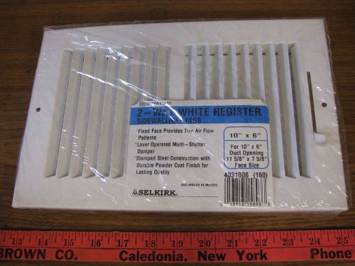 Selkirk 2 Way White Register Sidewall/Ceilings for 10&#034;x6&#034; Duct Opening 4031006