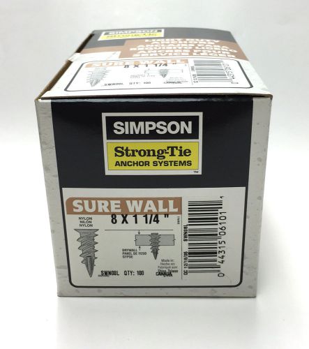 Simpson Strong-Tie SWN08L Sure Wall Drywall Anchor 8 X 1-1/4&#034; Nylon, Box of 100