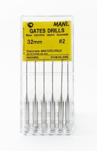 DENTAL ENDODONTIC GATES GLIDDEN DRILLS 32mm SIZE #2 6/PACK Endodontic Root Canal