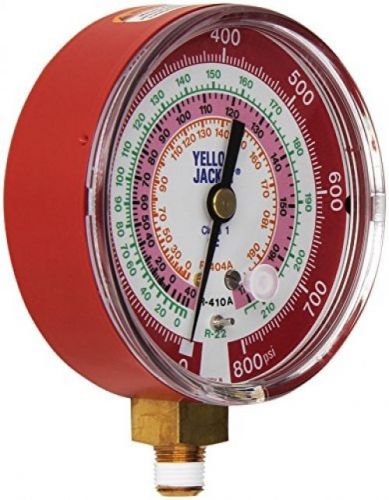 Yellow jacket 49137 3-1/8 red pressure, 0-800 psi, r-22/404a/410a gauge degrees for sale