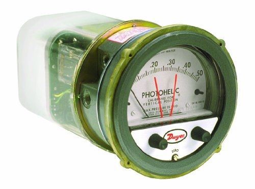 Dwyer Photohelic Series A3000 Pressure Switch/Gauge, Range 0-2.0&#034;WC