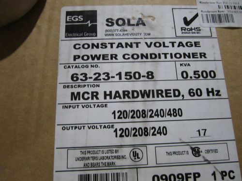 NEW SOLA 63-23-150-8 CONSTANT VOLTAGE POWER CONDITIONER