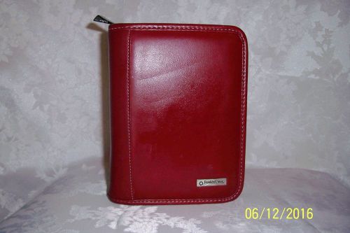 STUNNING RED FAUX-LEATHER FRANKLIN COVEY POCKET PLANNER BINDER W/ZIPPER