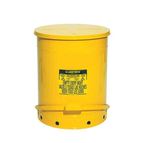 JUST RITE Oily Waste Can, 21 Gal., Steel, Yellow NEW FREE SHIP &amp;5F&amp;