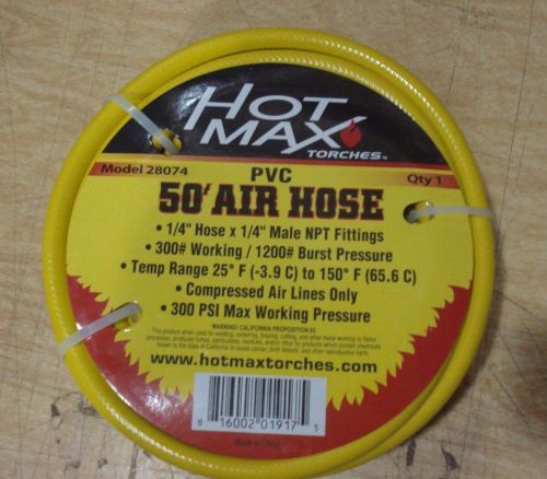 50&#039; air hose 300 psi pvc 1/4&#034; id hose 1/4&#034; fittings hot max new nib 28074 1 for sale