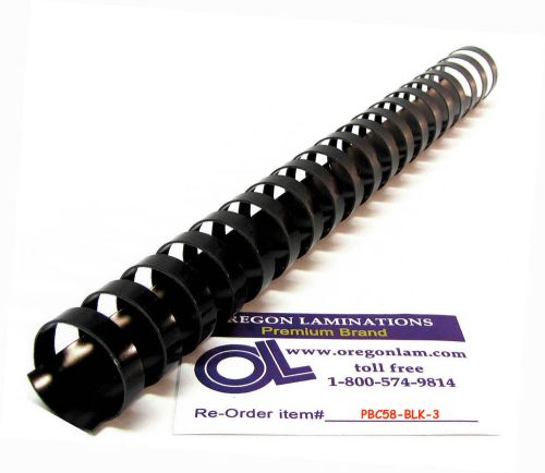 300 BLACK 5/8&#034; Comb Binding Spines (16mm) 19 Ring PVC by Oregon Laminations