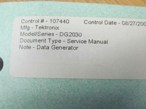 TEKTRONIX DG2030 Data Generator Service Manual