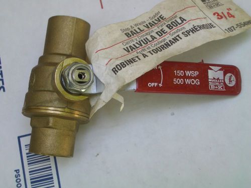 Mueller b&amp;k 107-554hc brass 500psi ball valve, 3/4&#034;c x c new high quality for sale