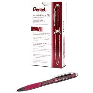 Pentel Twist-Erase GT, 0.5mm, Mechanical Pencil Transparent Burgundy barrel ,