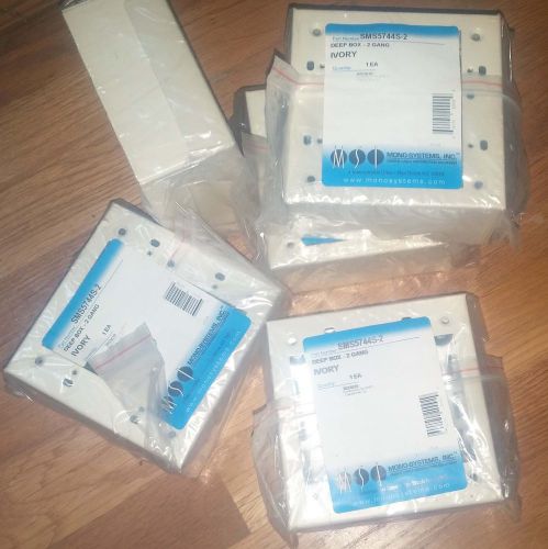 LOT OF 5 WIREMOLD MONOSYSTEMS DEEP 2 GANG METAL BOX BOXES IVORY SMS57445-2 NEW