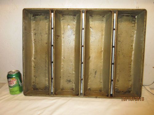 Large Vintage Bread Four Loaf Baking Pan Bakeware Heavy Metal Commercial 23x17