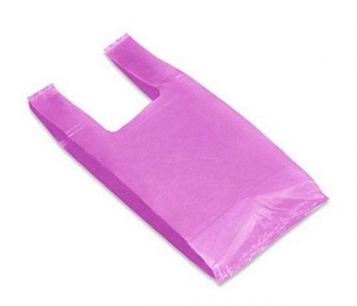 100 Magenta Plastic T-shirt Bags Size Medium 10&#034;x6&#034;x21&#034;