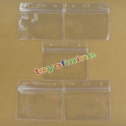 5pcs Clear Transparent Vertical  Silicone Badge Holder Waterproof ID Case 10x6cm