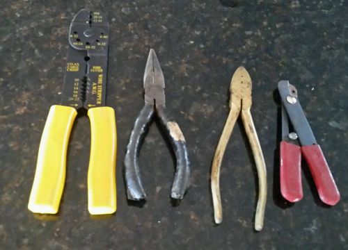 4 Vtg electrical Wire Stripper Cutter Crimper needle nose Plier usa kal tool mix