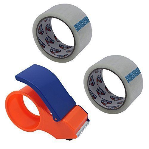 2 Rolls of Shipping Packaging Tape with Dispenser