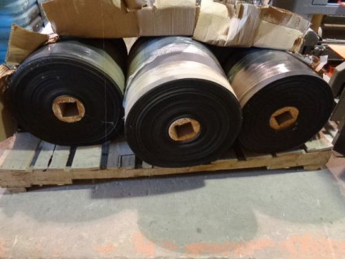 Lot of (3) Huge New Rolls of Conveyor Belting, Black Monofilament Rubber