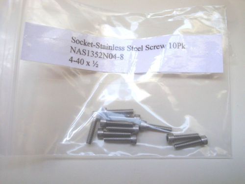 Stainless Steel Screw 10Pk- Hexagon socket NAS1352N04-8    4-40 x 1/2