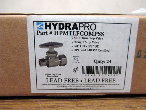 Lot of 24 pcs hydrapro lead free  multi turn  stop valve 5/8&#034; od x 3/8&#034; od for sale