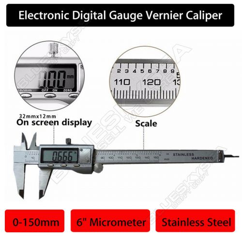 150mm Stainless Steel LCD Screen Vernier Gauge Digital Caliper  Measuring Device