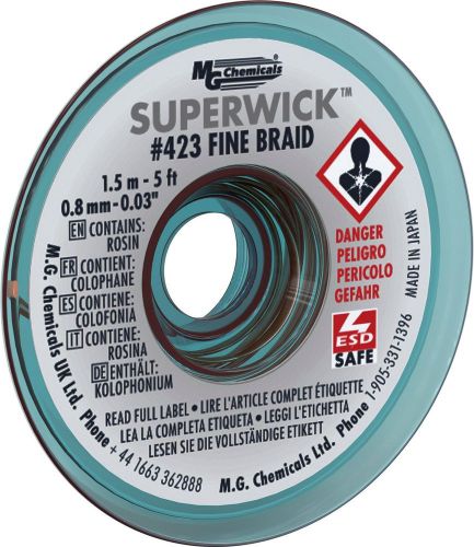 MG Chemicals 400 Series #1 Fine Braid Super Wick with RMA Flux 5&#039; Length x 0....