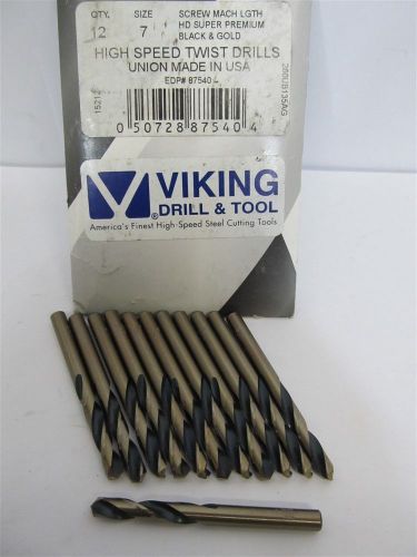 Viking Drill &amp; Tool 87540, #7, HSS Screw Machine Length Drill Bits - 1 pkg of 12