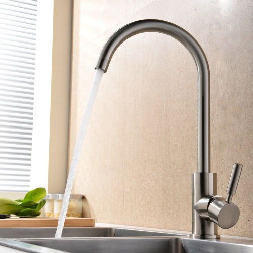 Brushed Nickel Kitchen Faucet With Single Handle 360 Degree Swivel