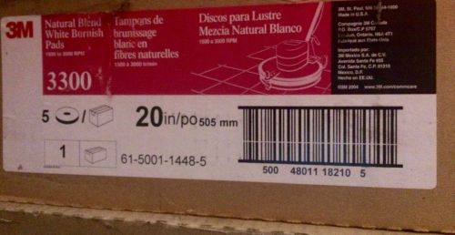 3M Natural Blend White Burnish Pads 3300 (Case of 5) 20 inches NEW MM 18210