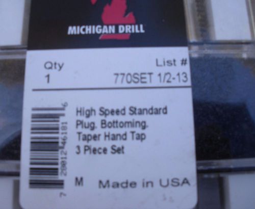MICHIGAN DRILL HS STANDARD PLUG BOTTOMING TAPER HAND TAP 3 PC SET FREE SHIPPING