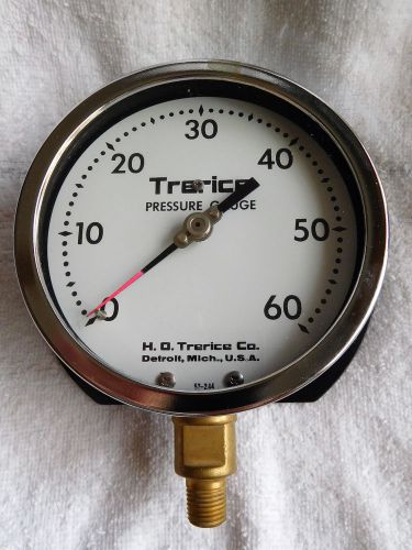 Large 5&#034; Brass TRERICE Pressure Gauge, Steampunk, Antique, Steam