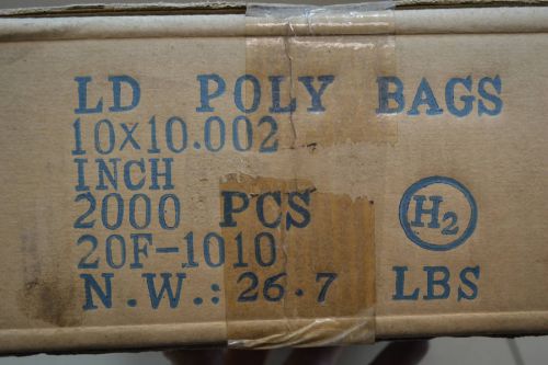 Case of 2000 Elkay Low Density Flat Poly Bag 10&#034; X 10&#034; 2 mil 20F-1010