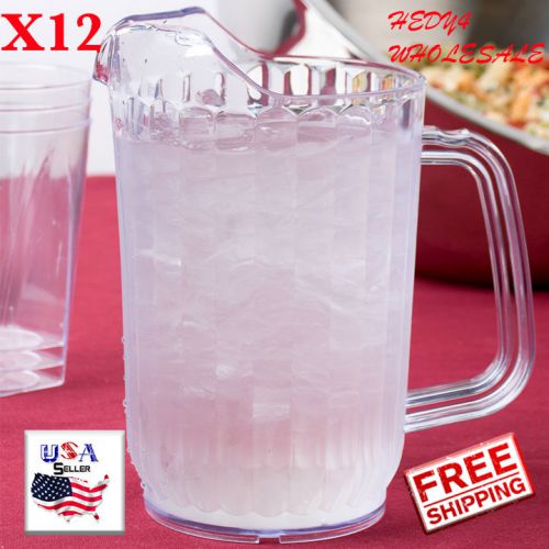12-Pack Choice 60 oz. Clear Plastic Round Restaurant Beverage Pitchers 69060P