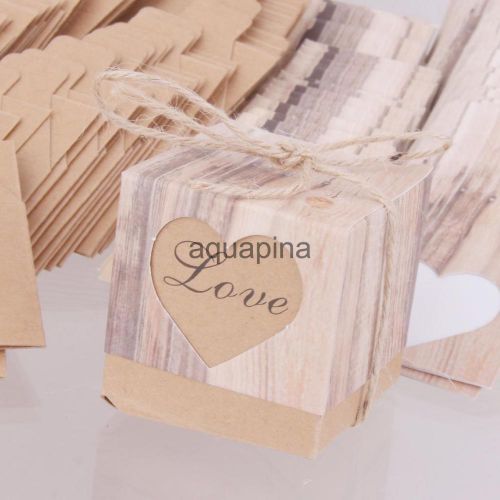 50pcs Rustic Chic Shabby Sweets Love in Heart Candy Boxes Wedding Favor