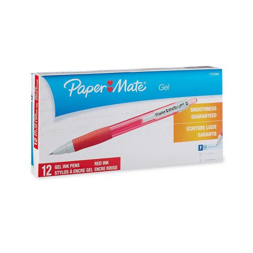 Paper Mate 1753364 Retractable Gel Pen, Fine Point, Red, 12-Pack