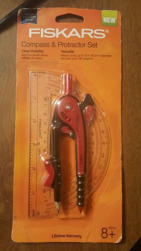 Fiskars Compass and Protractor Set,Color is Red(1565901001)Protractor