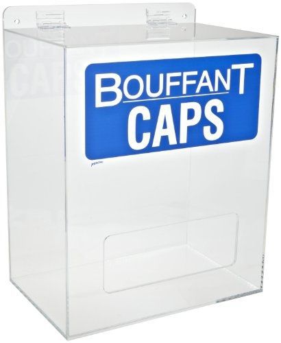 Brady pd524e plastic acrylic bouffant cap dispenser, blue on clear, 12&#034; w, 8&#034; d, for sale