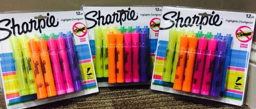 Sharpie Highlighters, Chisel Tip, Assorted Colors, 12-Count Smear Guard