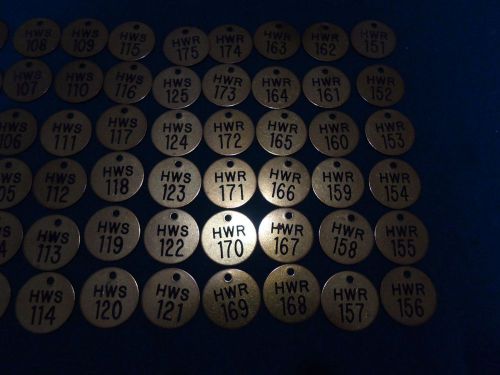 BRASS tags w/ numbers 1.5&#034; 76 pieces