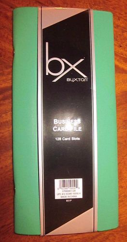 Buxton Leather Business Card File 128 Card Slots -  Green ( 951P)~Brand NEW