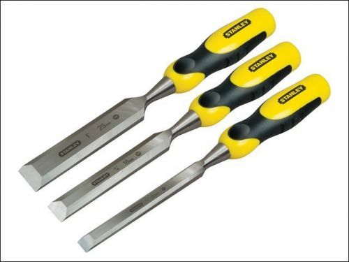 Stanley tools  dynagrip bevel edge chisel with strike cap set of 3: 12,18 &amp; 25mm for sale