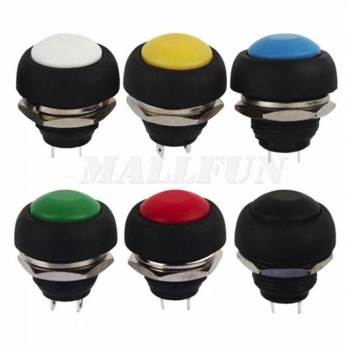6pcs Momentary Contact 12mm Mini Round Waterproof ON/OFF Push button Switch New
