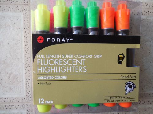 Foray fluorescent highlighters-12 pack-super comfort grip-assorted for sale
