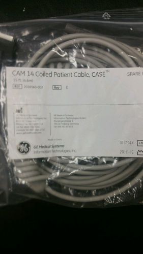 GE Cable 2016560-002, ECG, CAM 14, Coiled, Patient, Round Connector, 15 ft