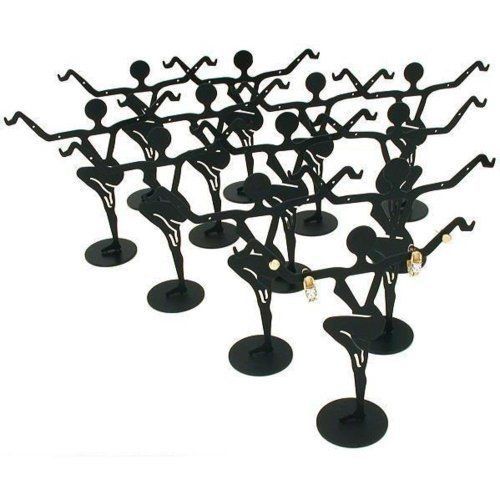 12 Black Metal Earring Dancer Jewelry Showcase Display Stands 4 5/8&#034;