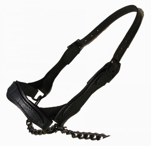 Cattle Show Halter (Scalloped nose and cheek pieces with overlay) Black