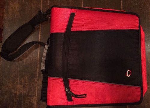 Lot case-it locker red 3-inch q-ring zipper binder w/ 3 accessories! for sale