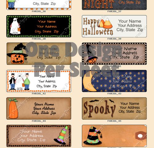 Personalized Whimsy Primsy Halloween 1 Sheet of 30 Return Address Labels